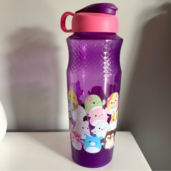 NWT Squishmallows Purple Water Bottle with Pink Lid - Picture 2 of 4